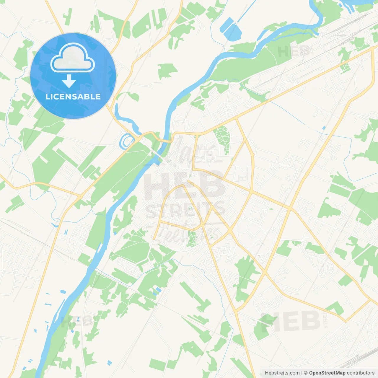 Ostroleka, Poland Vector Map - Classic Colors