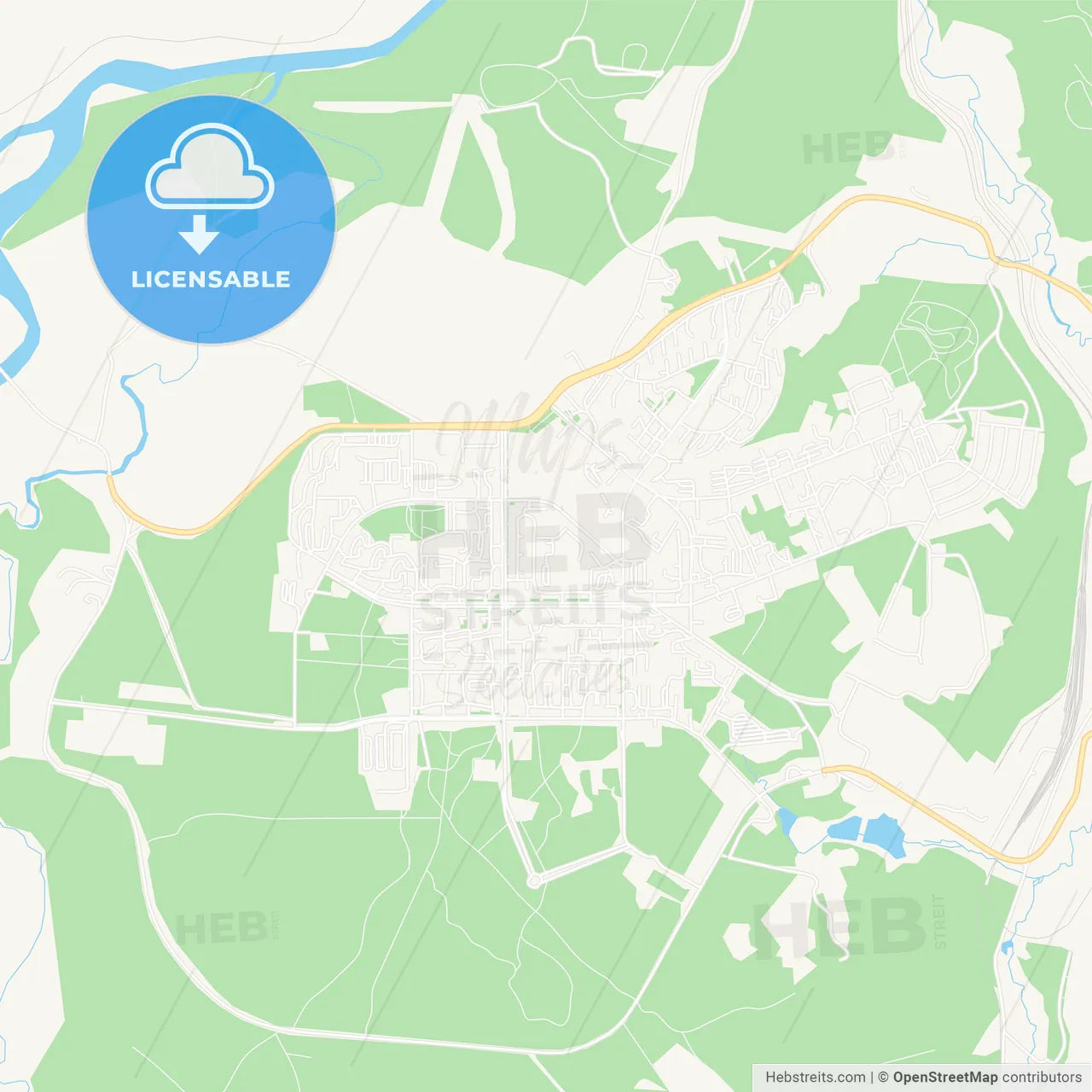 Neryungri, Russia Vector Map - Classic Colors