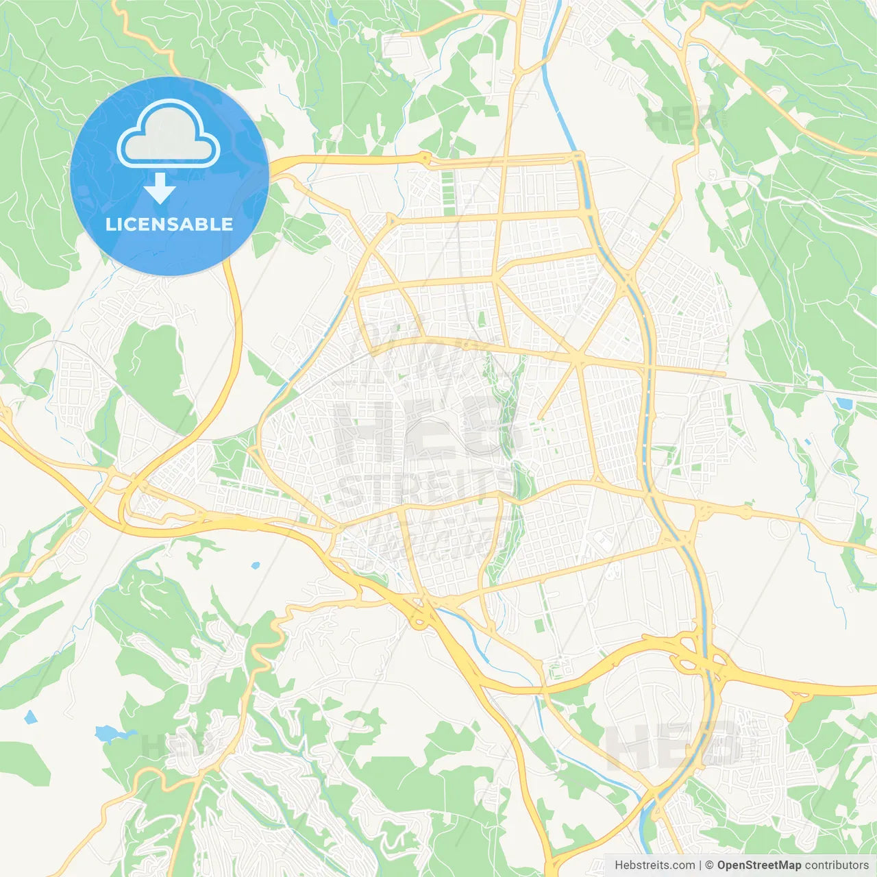 Terrassa, Spain Vector Map - Classic Colors