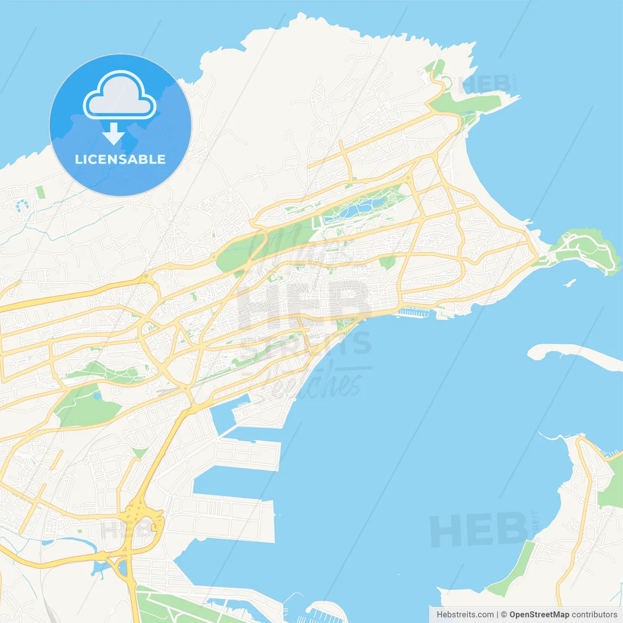 Santander, Spain Vector Map - Classic Colors