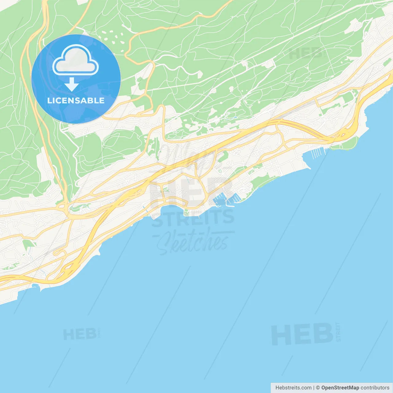 Neuchatel, Switzerland Vector Map - Classic Colors