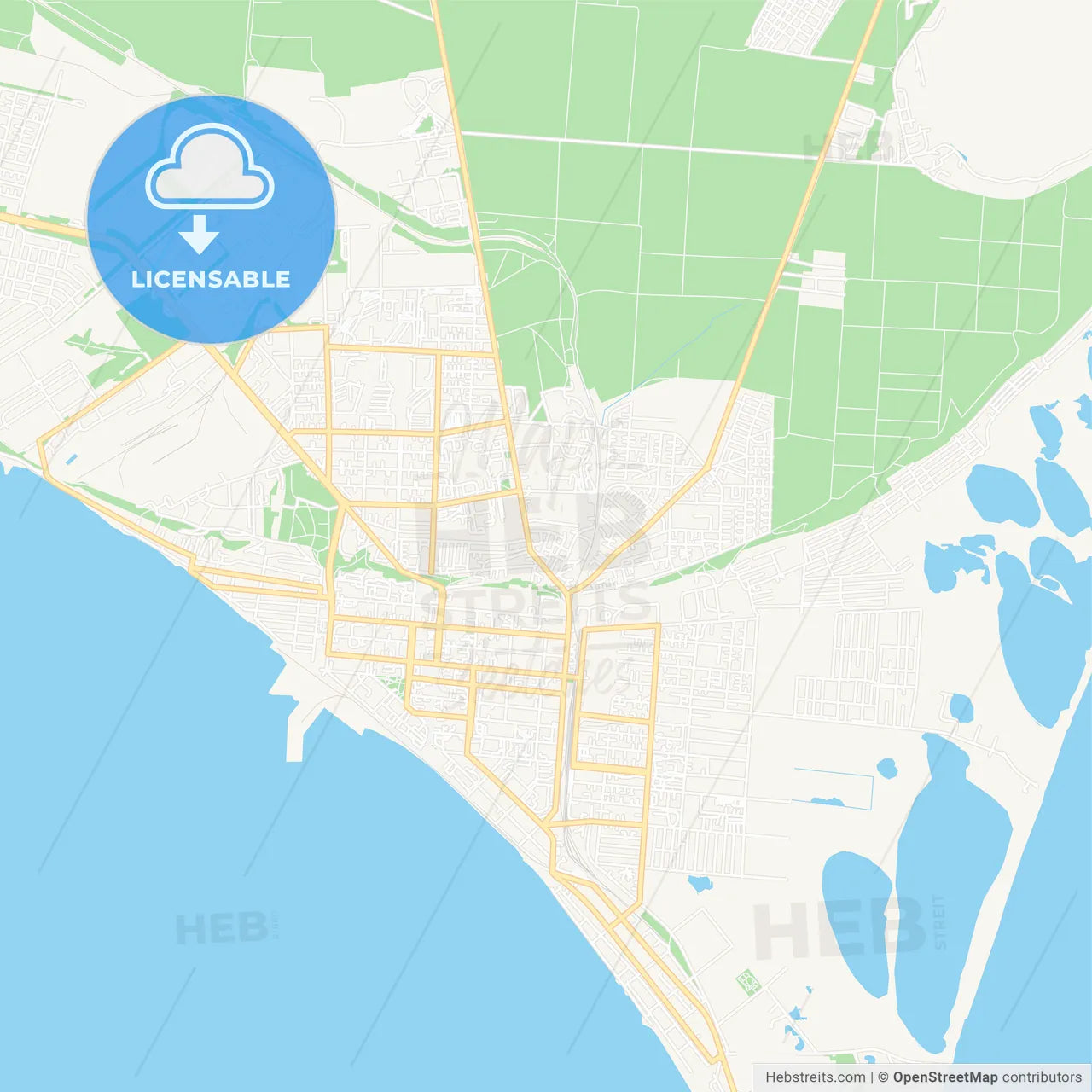 Berdiansk, Ukraine Vector Map - Classic Colors