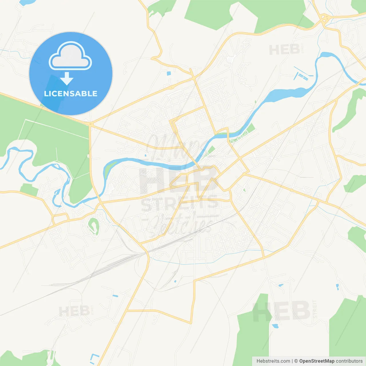 Mukachevo, Ukraine Vector Map - Classic Colors