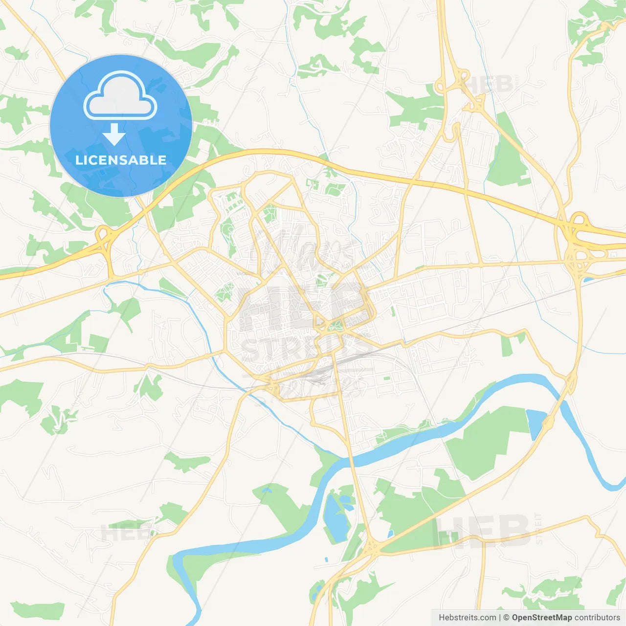 Asti, Italy Vector Map - Classic Colors