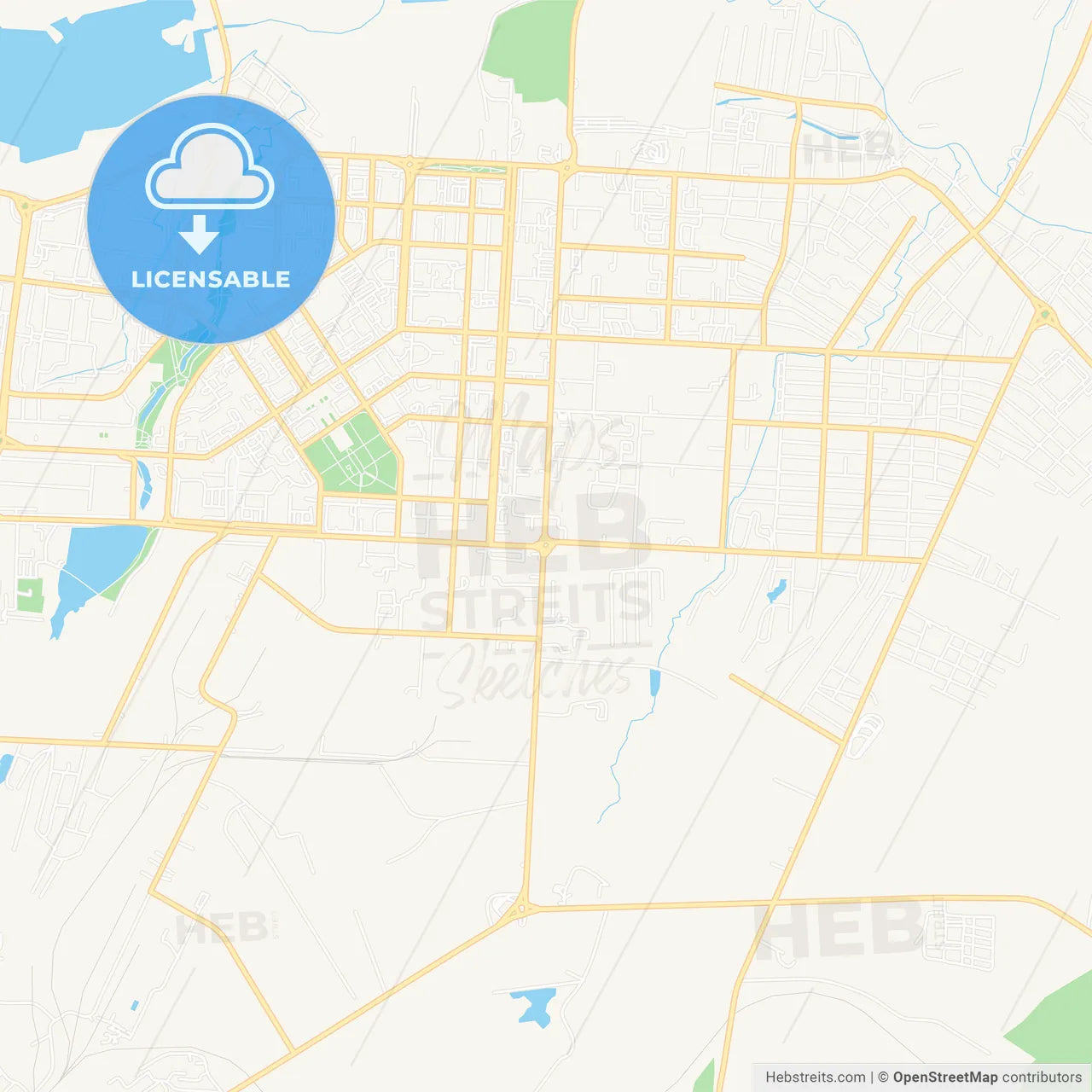 Almetyevsk, Russia Vector Map - Classic Colors