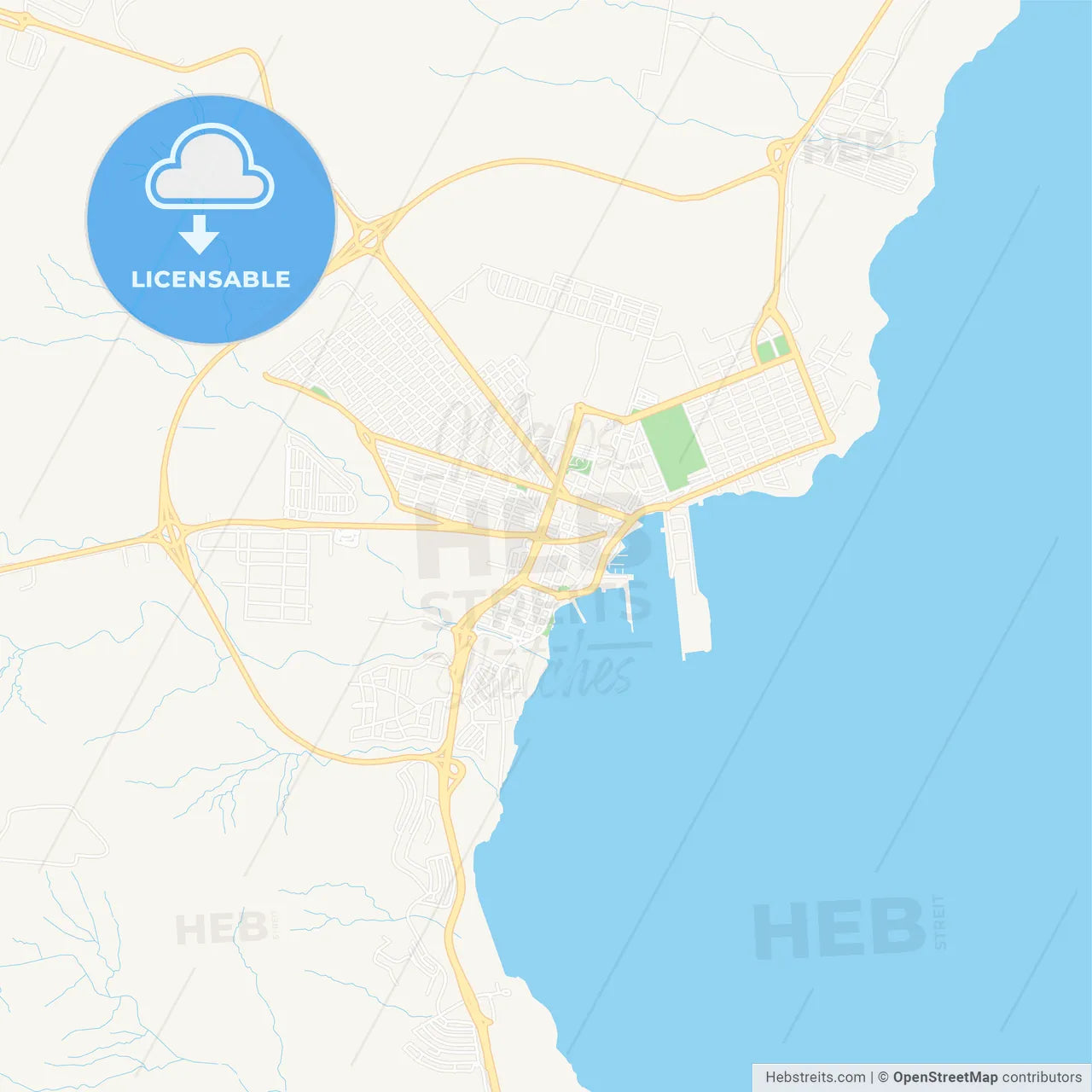 Puerto del Rosario, Spain Vector Map - Classic Colors