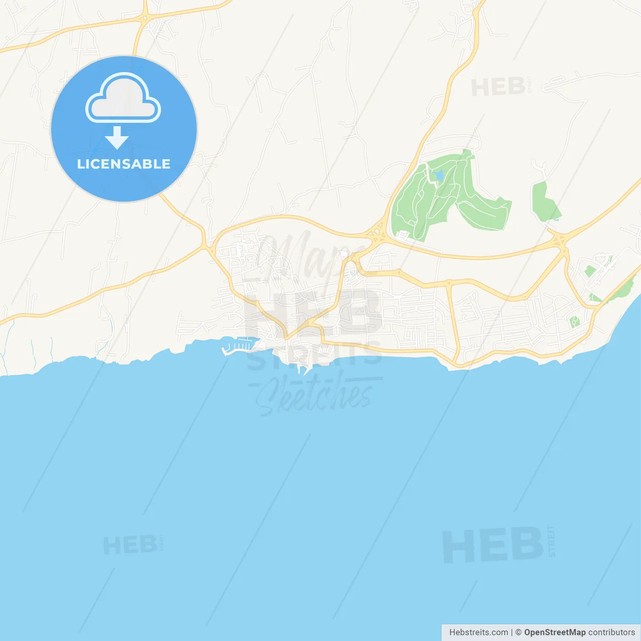 Puerto del Carmen, Spain Vector Map - Classic Colors