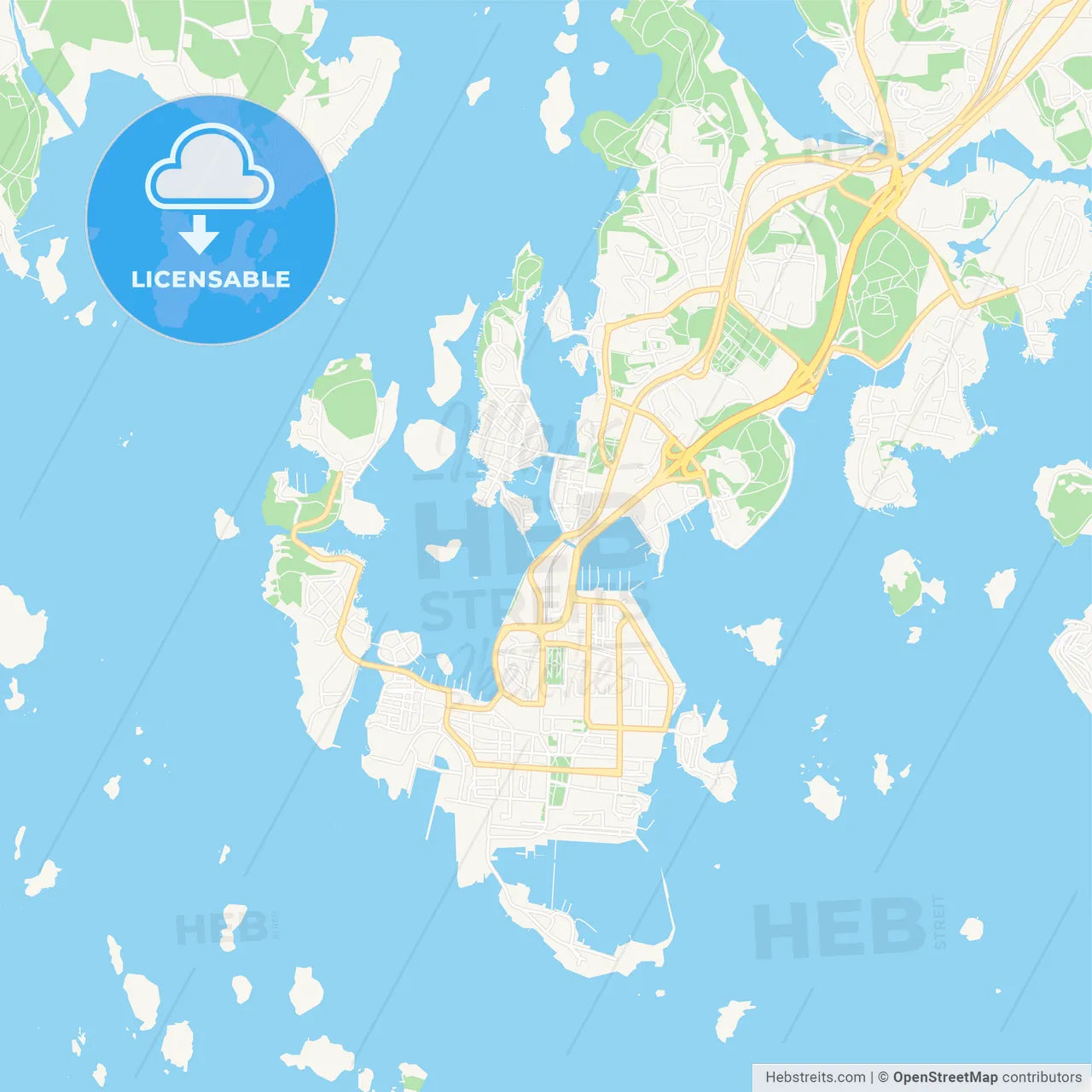 Karlskrona, Sweden Vector Map - Classic Colors