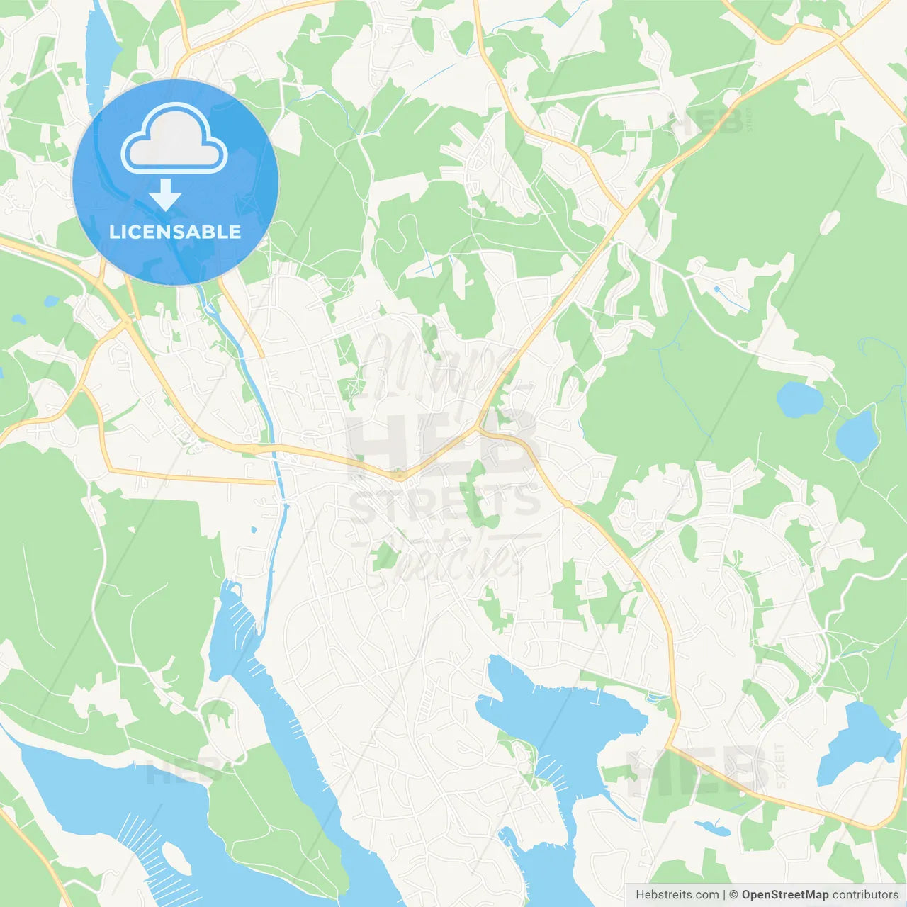Akersberga, Sweden Vector Map - Classic Colors