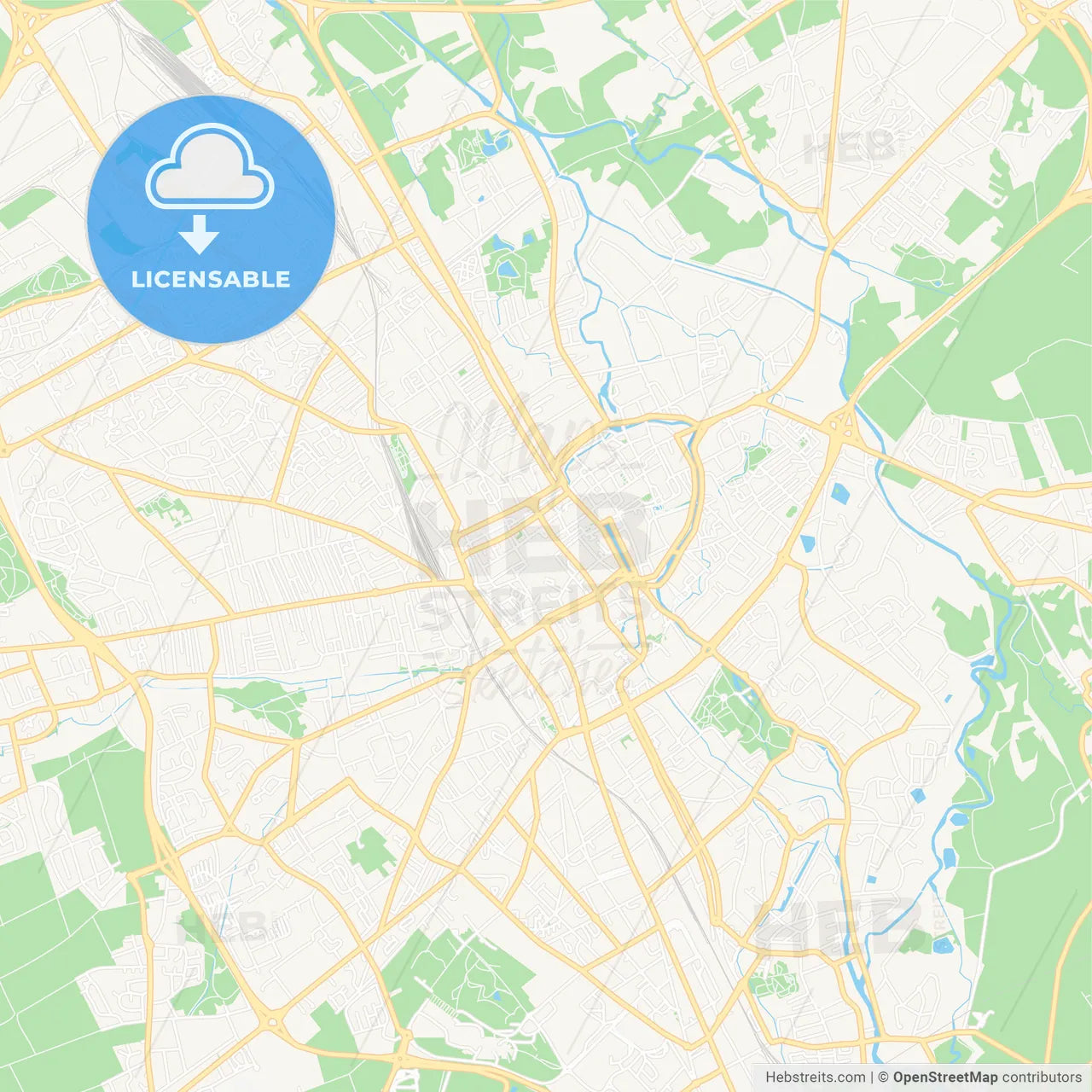 Troyes, France Vector Map - Classic Colors