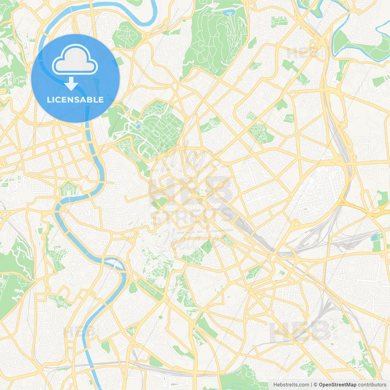Rome, Italy Vector Map - Classic Colors