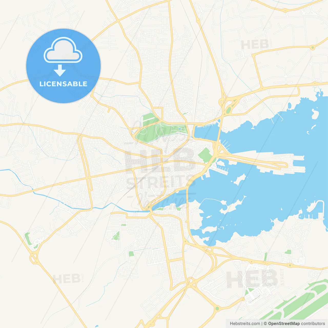 Olbia, Italy Vector Map - Classic Colors