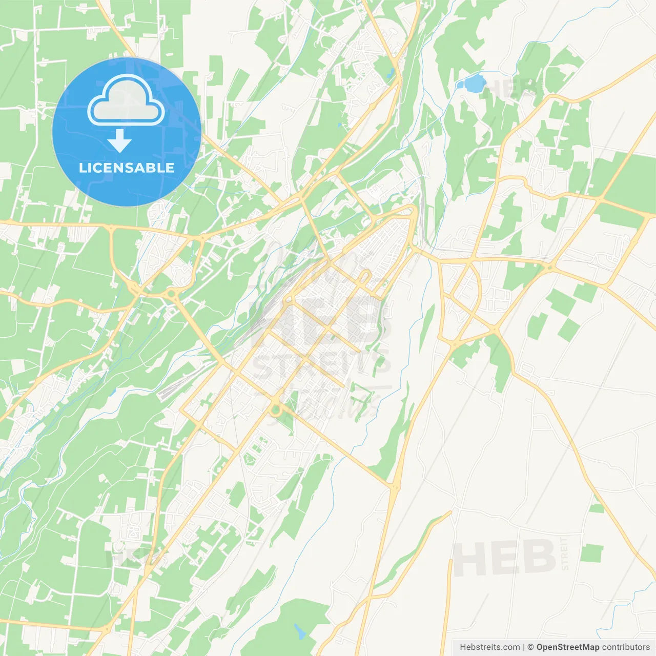 Cuneo, Italy Vector Map - Classic Colors