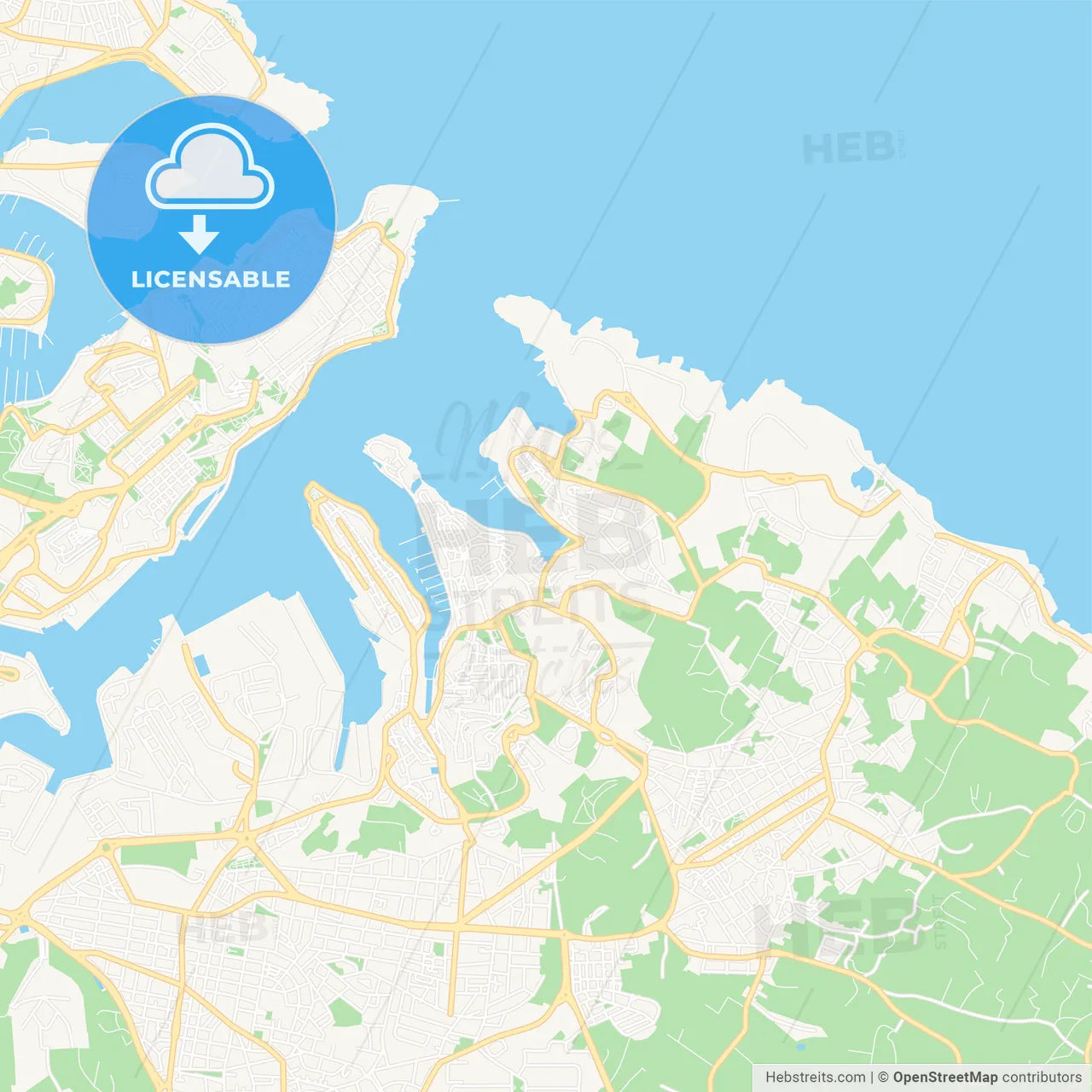 Birgu, Malta Vector Map - Classic Colors