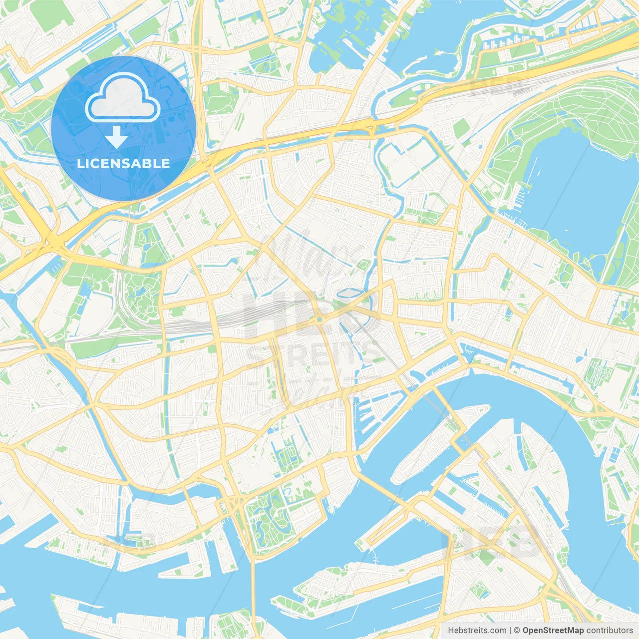 Rotterdam, Netherlands Vector Map - Classic Colors