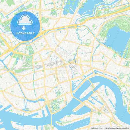 Rotterdam, Netherlands Vector Map - Classic Colors