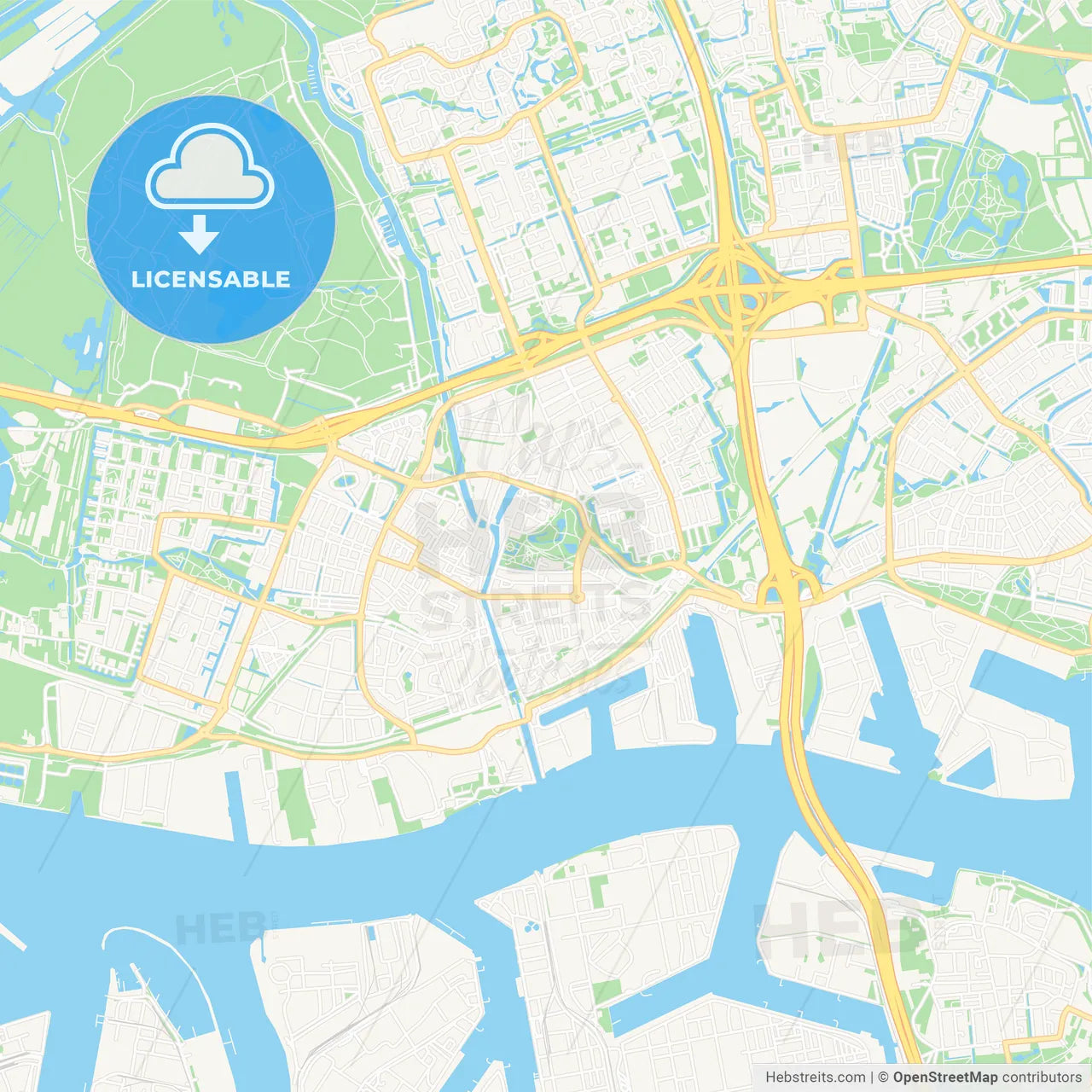 Vlaardingen, Netherlands Vector Map - Classic Colors
