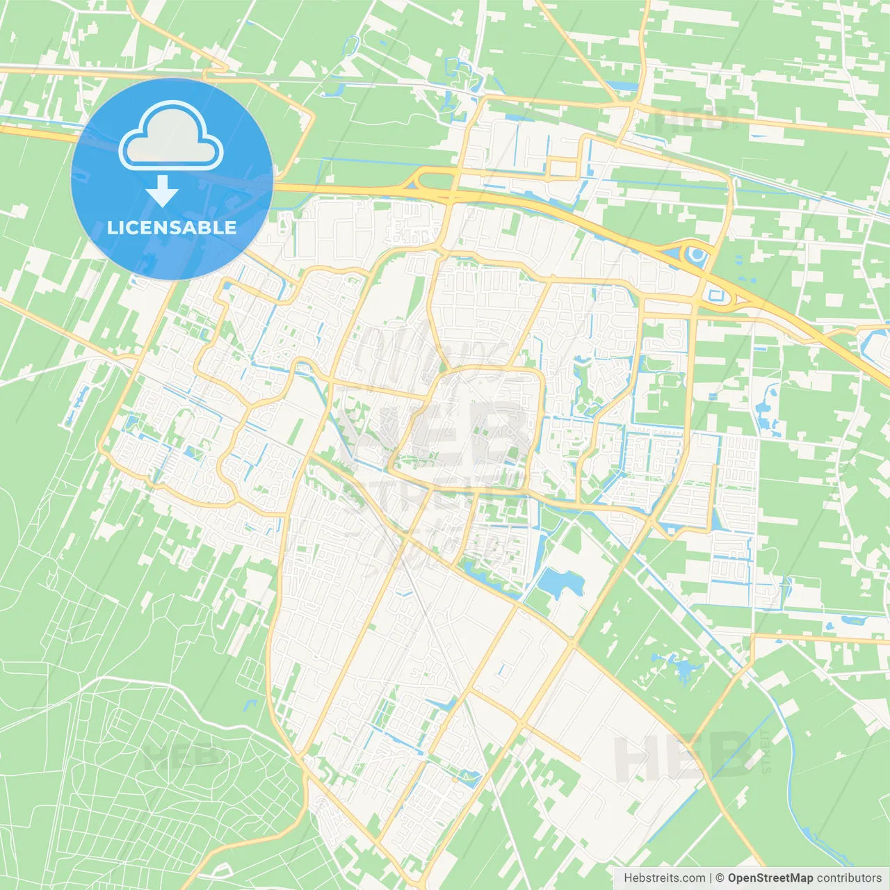 Veenendaal, Netherlands Vector Map - Classic Colors