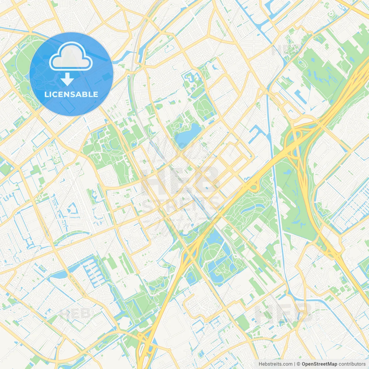Rijswijk, Netherlands Vector Map - Classic Colors