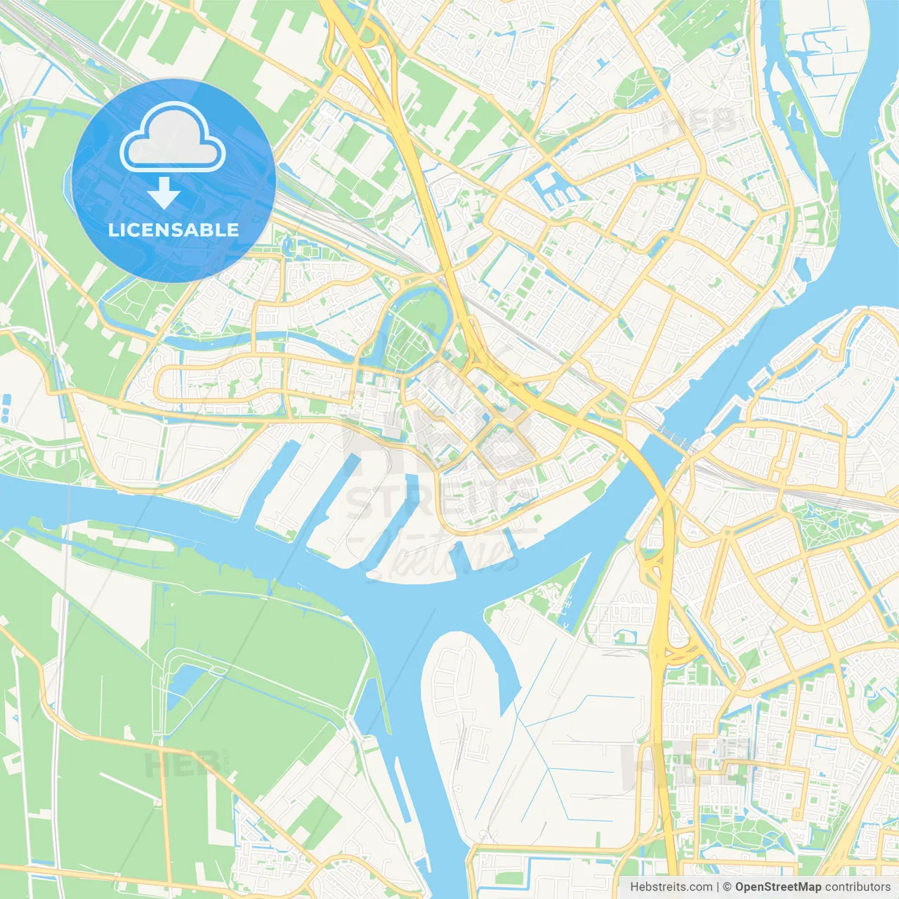 Zwijndrecht, Netherlands Vector Map - Classic Colors