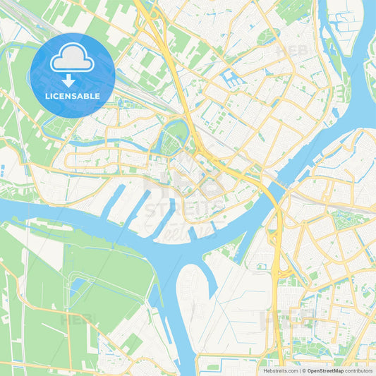 Zwijndrecht, Netherlands Vector Map - Classic Colors