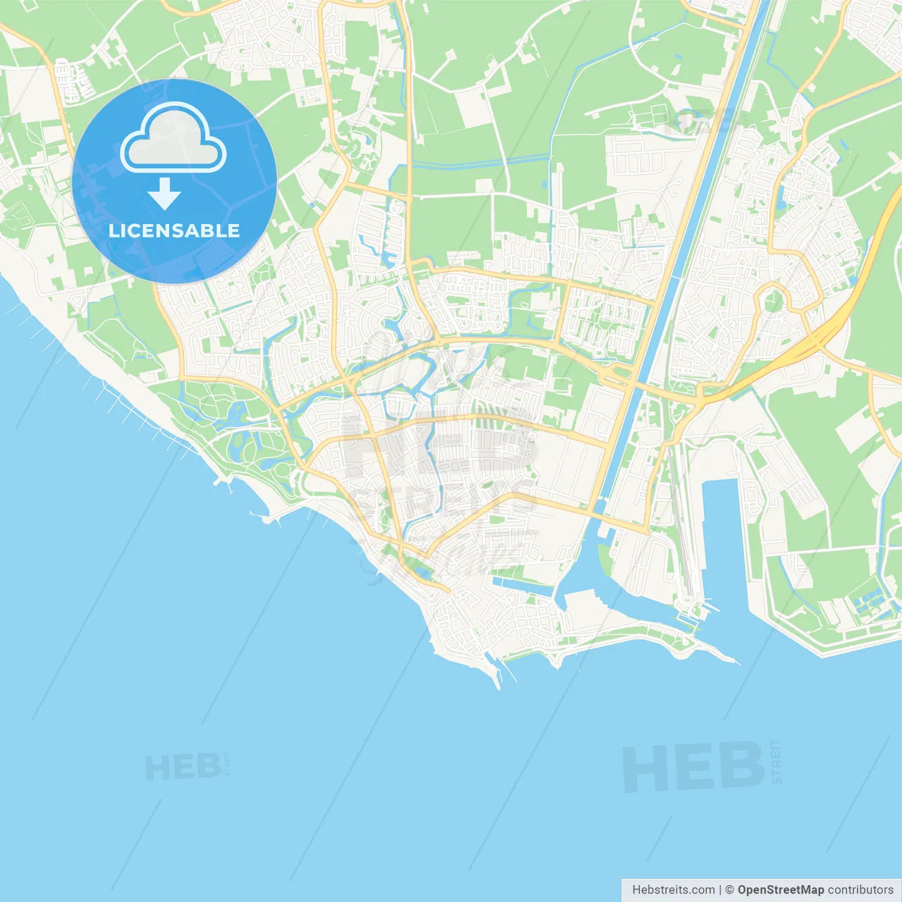 Vlissingen, Netherlands Vector Map - Classic Colors