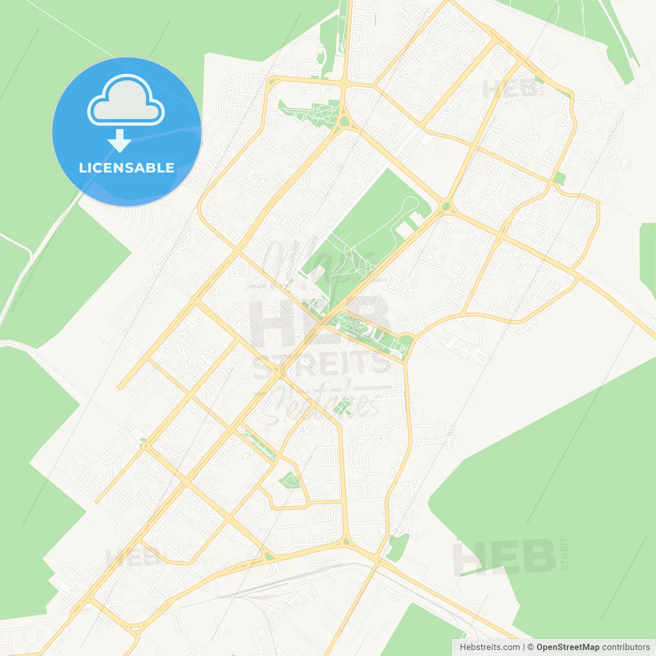 Nizhnekamsk, Russia Vector Map - Classic Colors