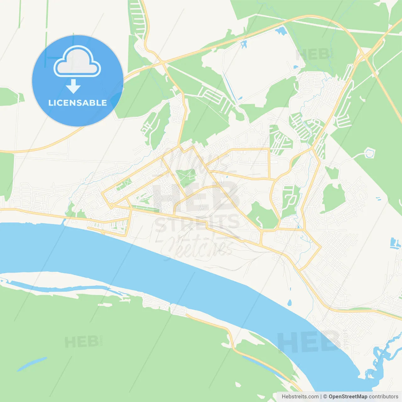 Krasnokamsk, Russia Vector Map - Classic Colors