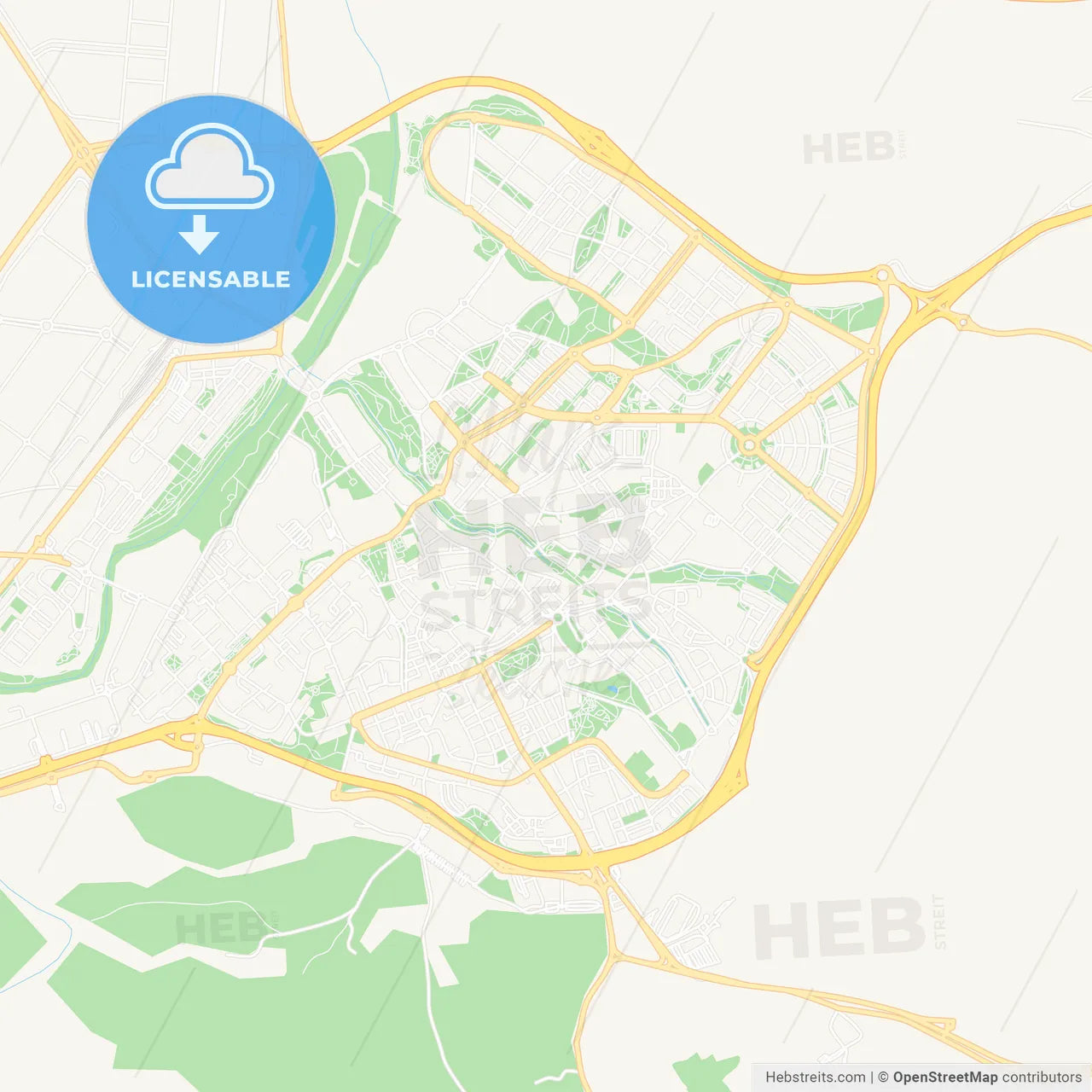 Guadalajara, Spain Vector Map - Classic Colors