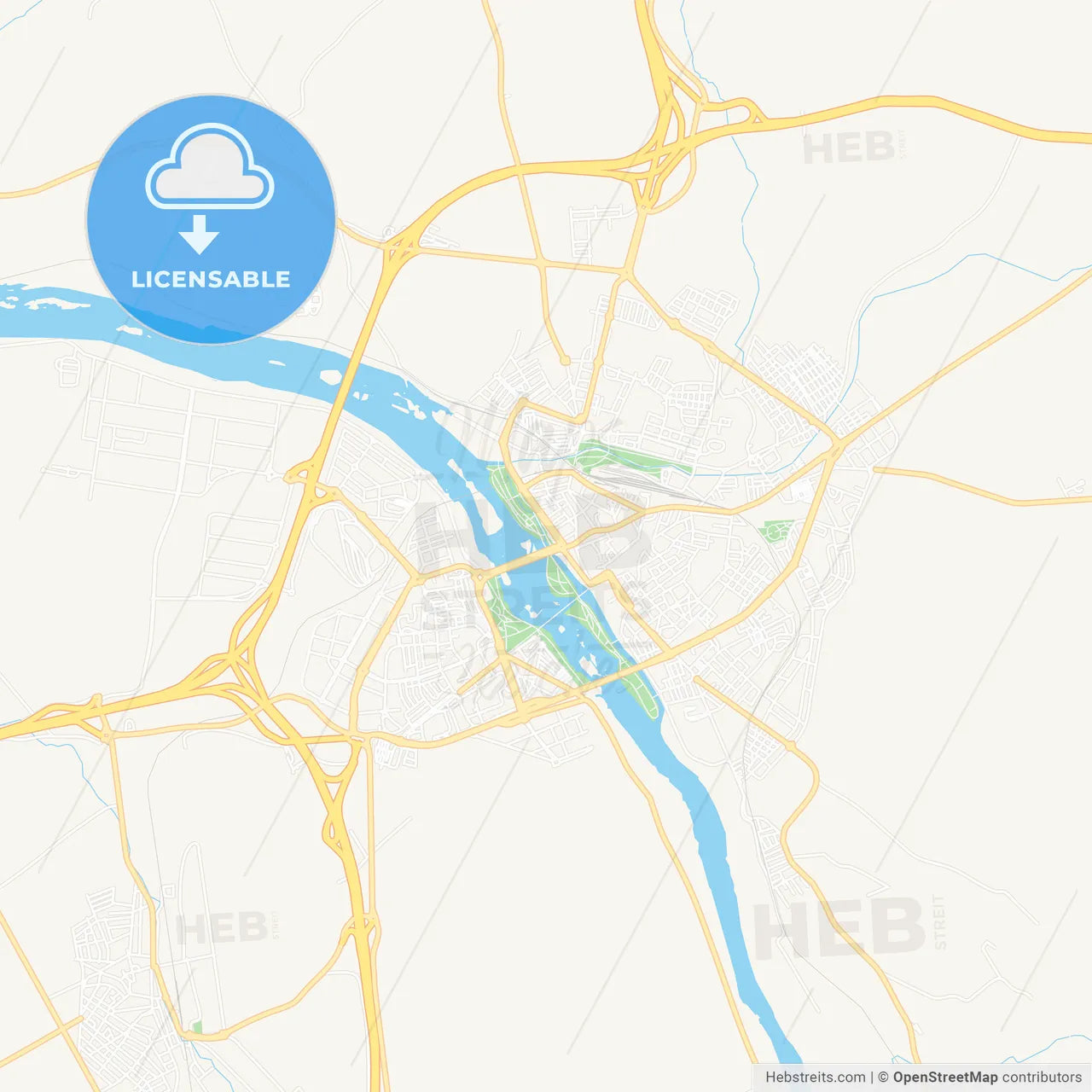 Merida, Spain Vector Map - Classic Colors