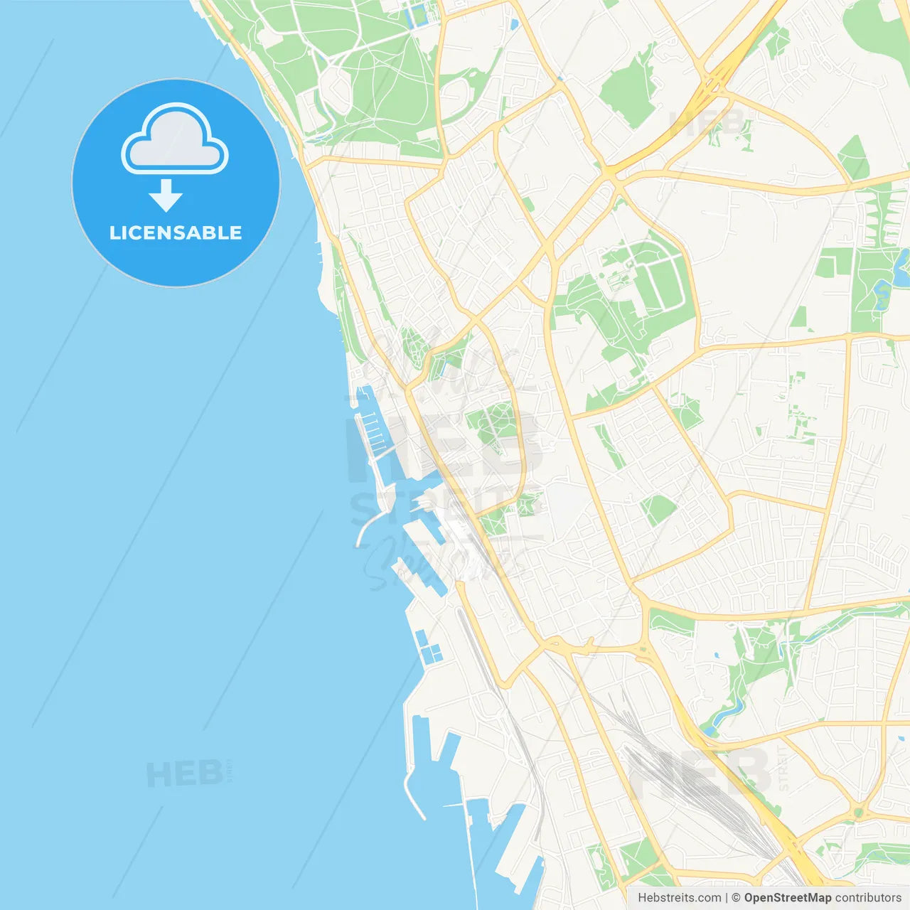 Helsingborg, Sweden Vector Map - Classic Colors