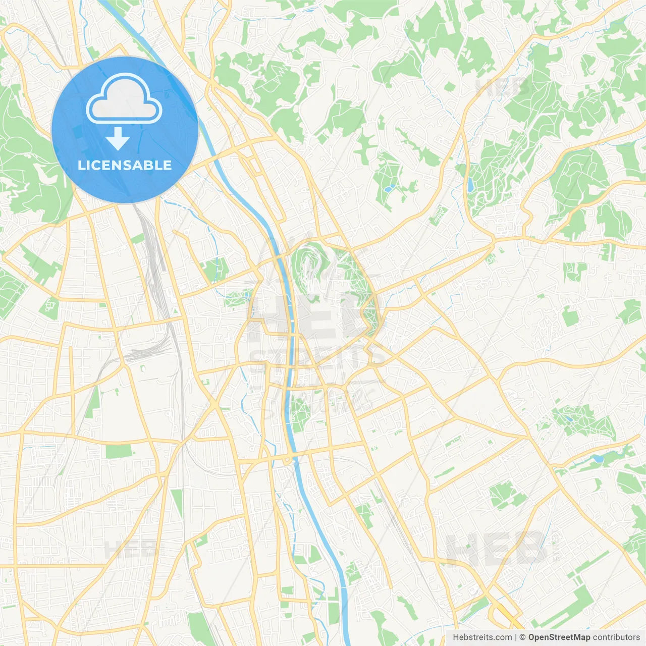 Graz, Austria Vector Map - Classic Colors