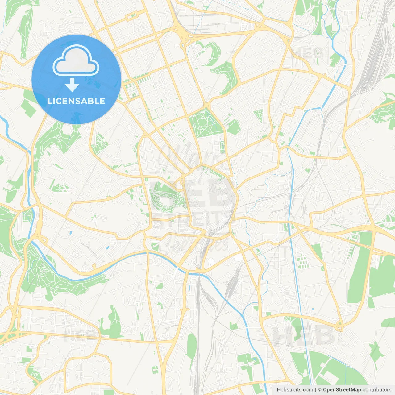 Brno, Czechia Vector Map - Classic Colors