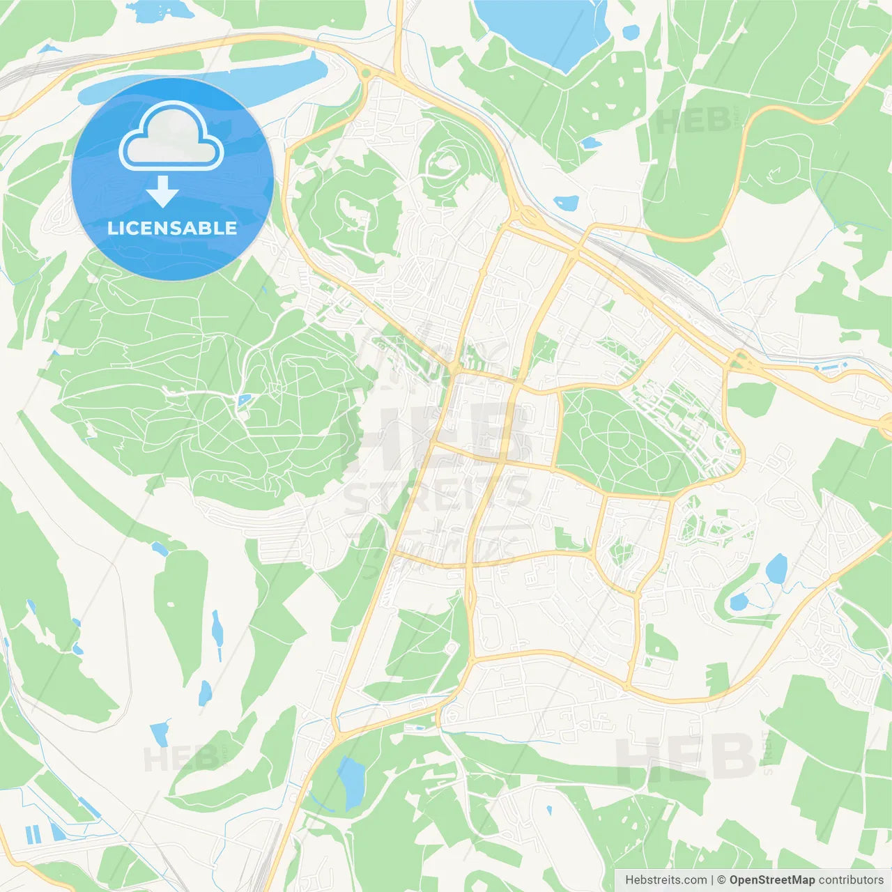 Most, Czechia Vector Map - Classic Colors