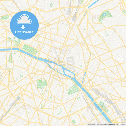 Paris, France Vector Map - Classic Colors