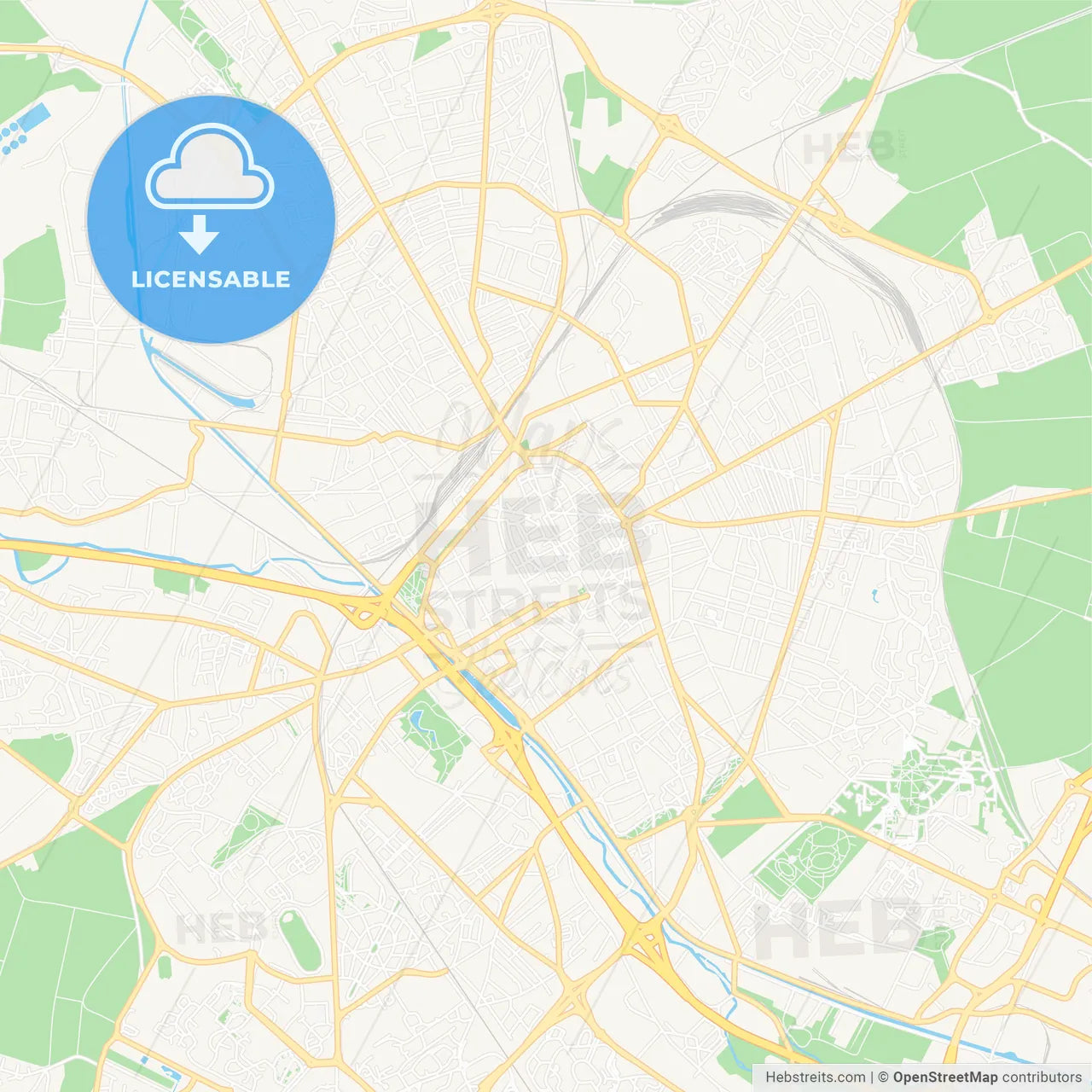 Reims, France Vector Map - Classic Colors