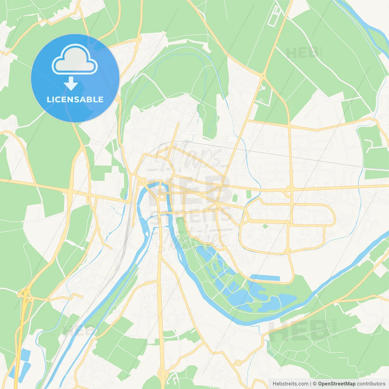 Meaux, France Vector Map - Classic Colors