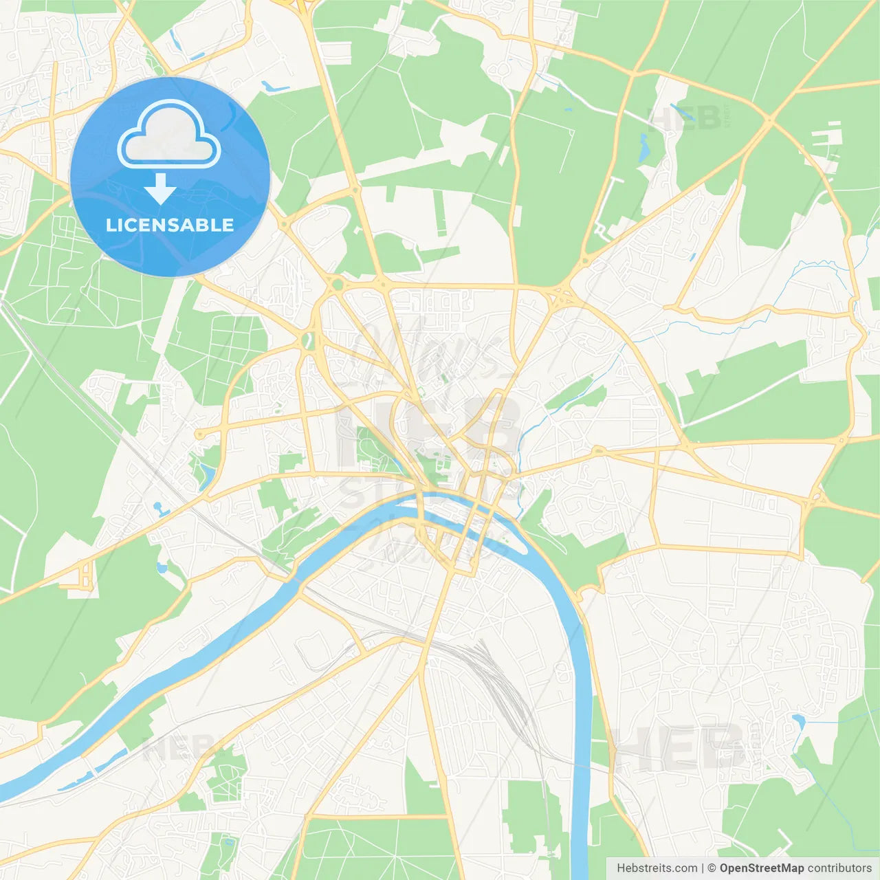 Melun, France Vector Map - Classic Colors