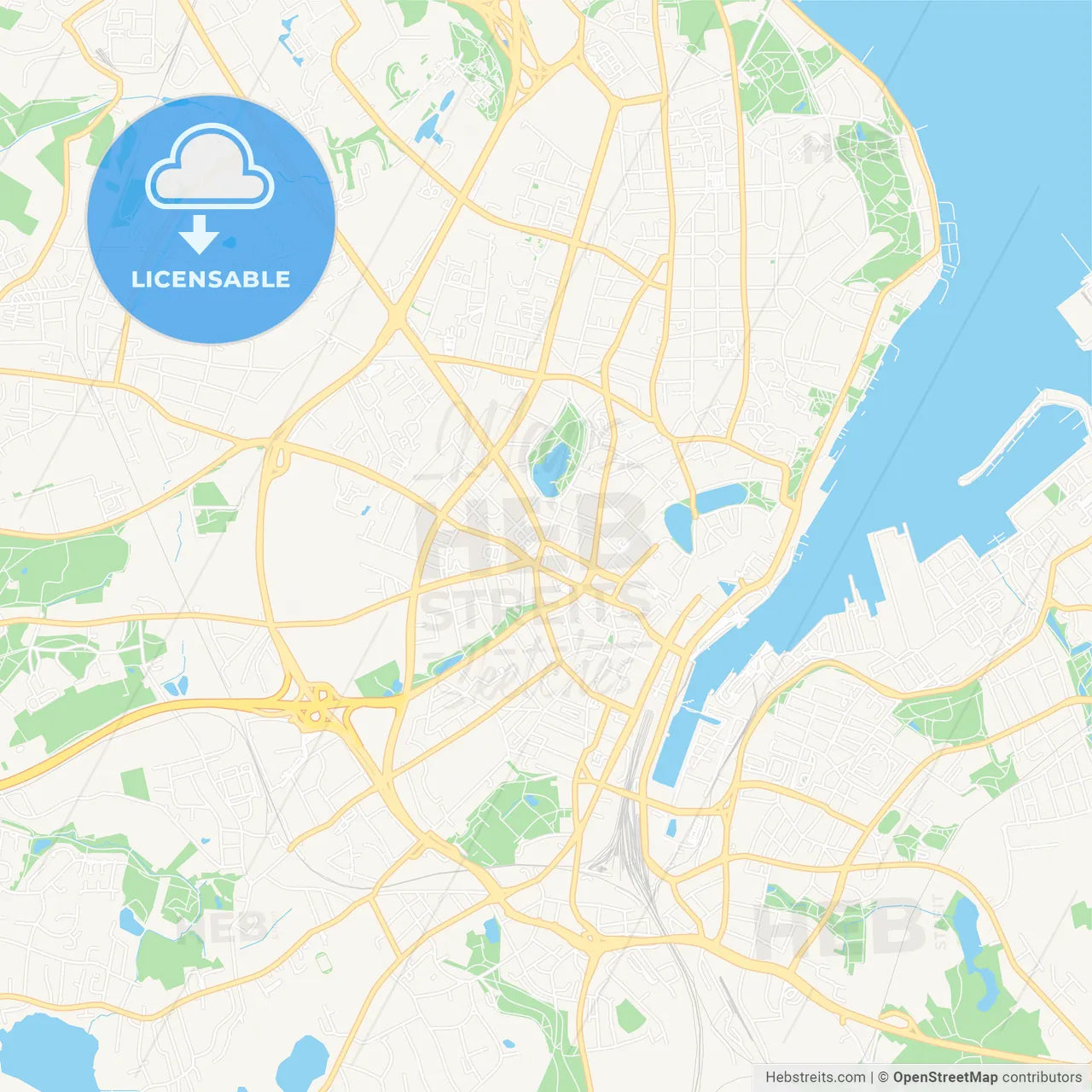 Kiel, Germany Vector Map - Classic Colors