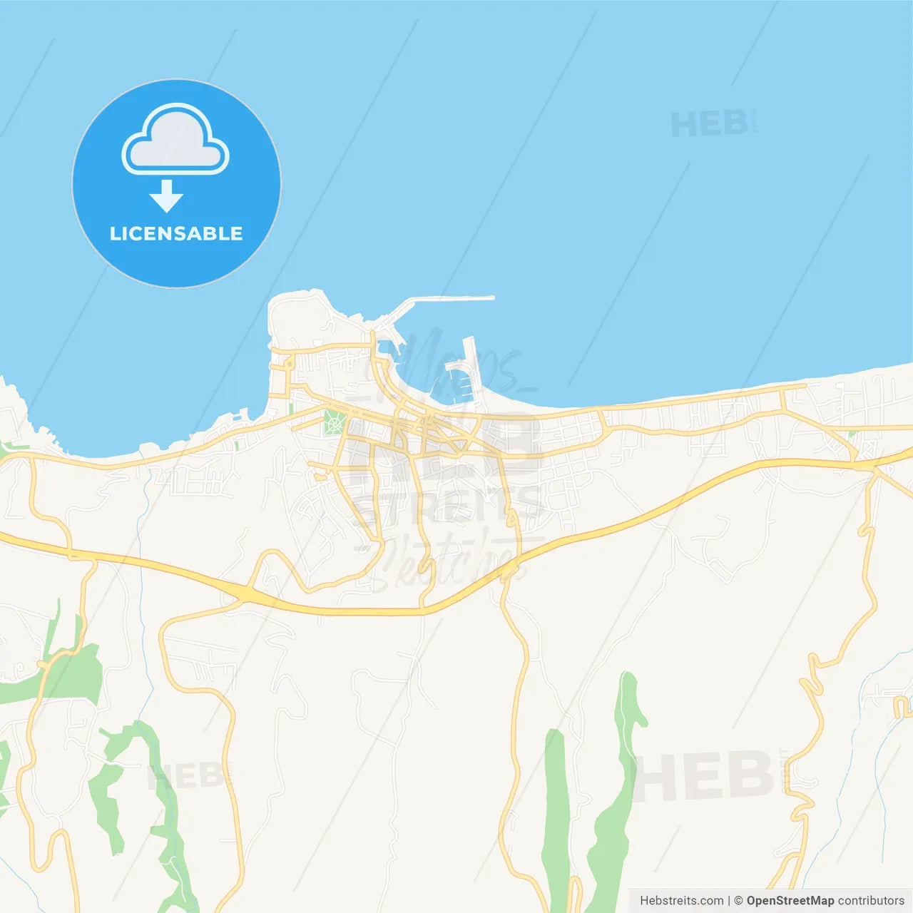 Rethymno, Greece Vector Map - Classic Colors