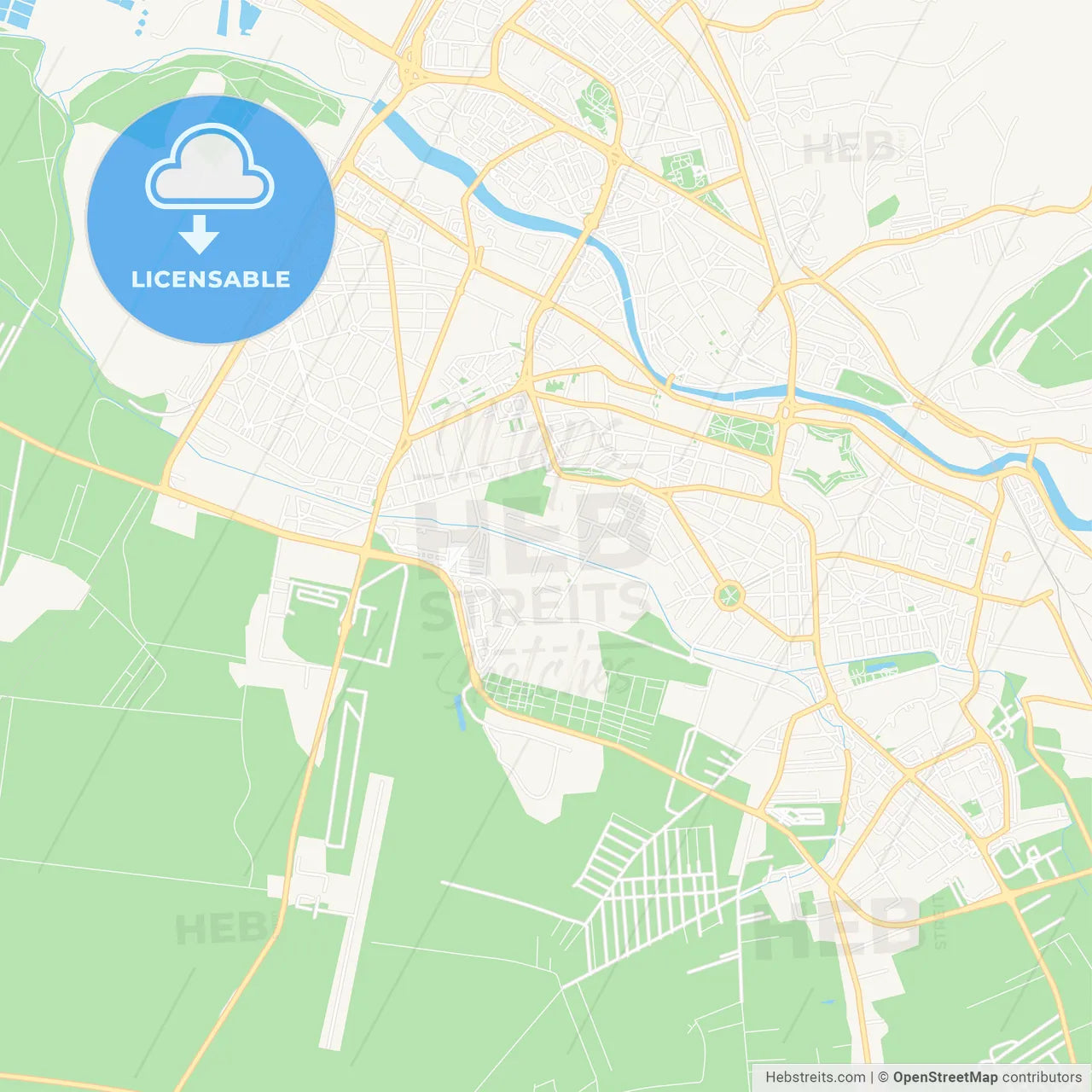 Oradea, Romania Vector Map - Classic Colors