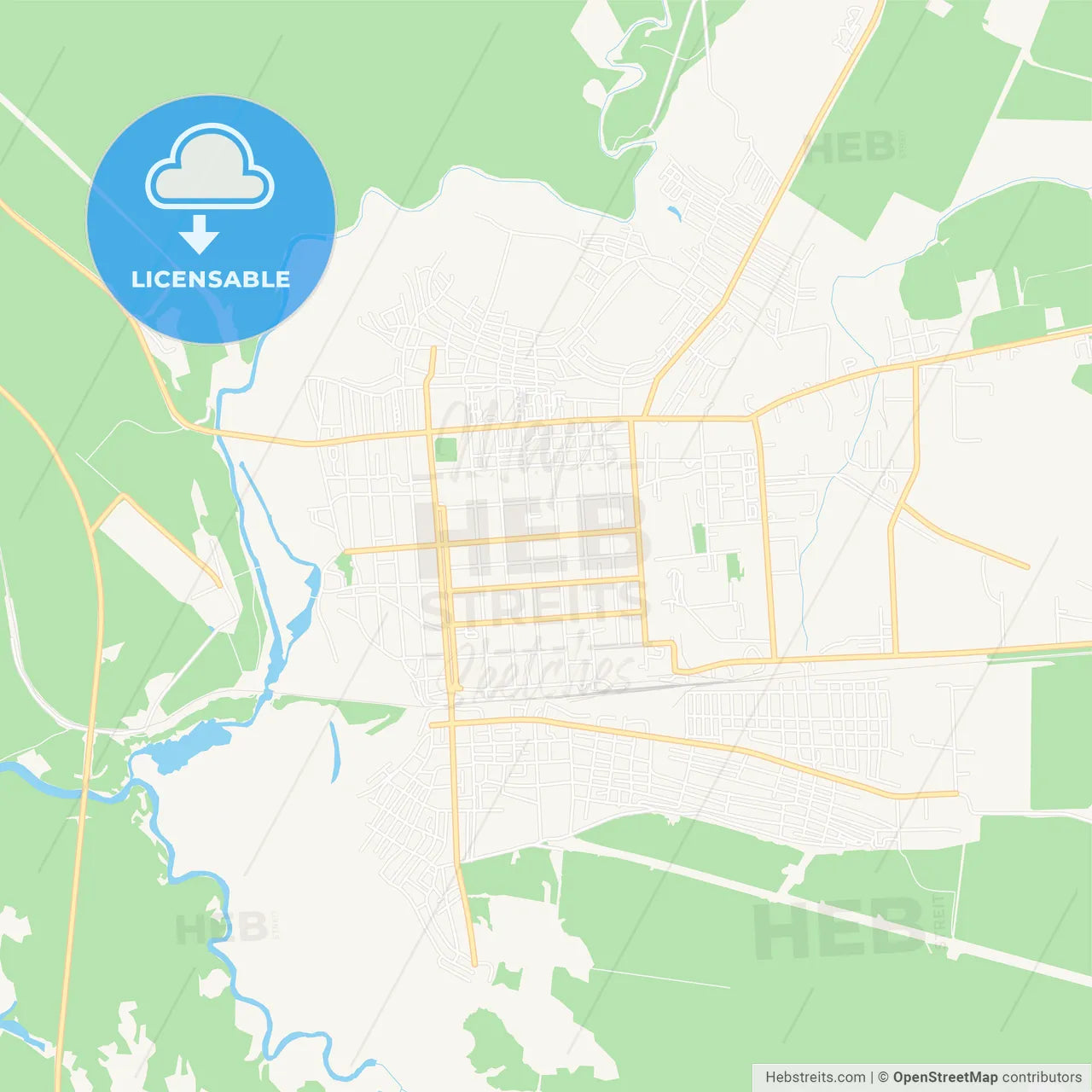 Borisoglebsk, Russia Vector Map - Classic Colors