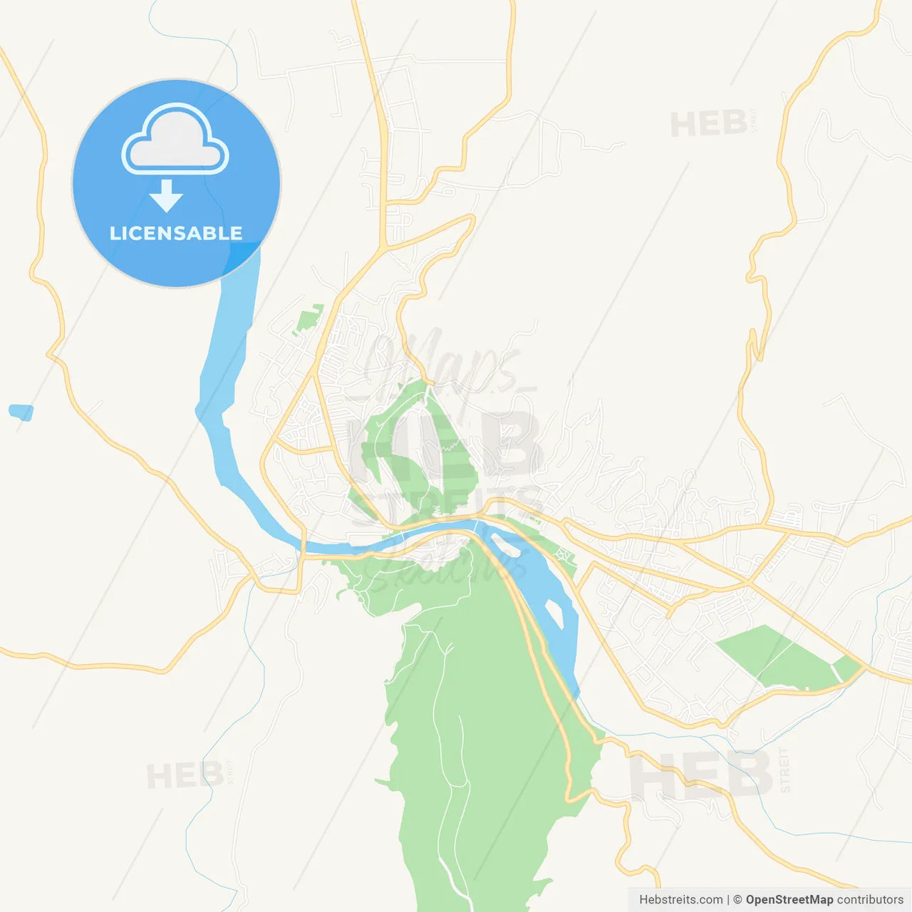 Berat, Albania Vector Map - Classic Colors