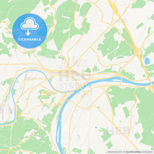 Namur , Belgium Vector Map - Classic Colors