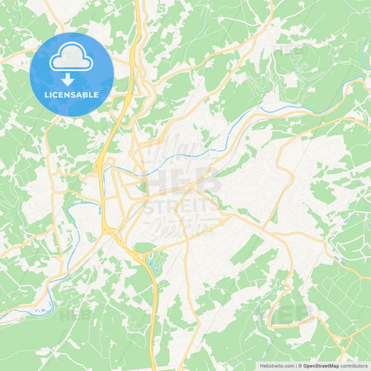 Verviers, Belgium Vector Map - Classic Colors