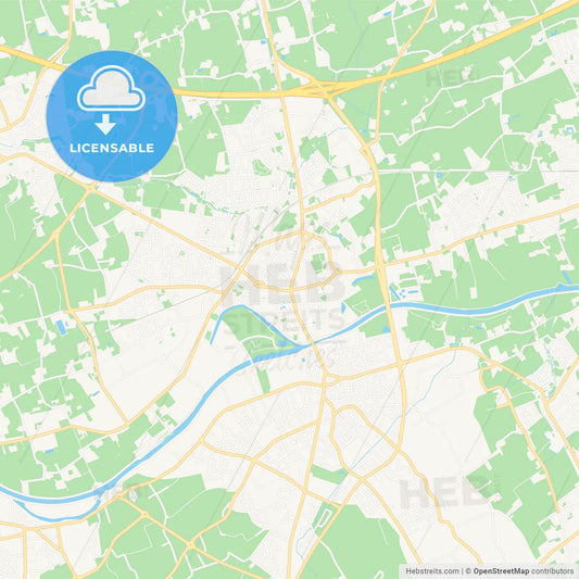 Menen , Belgium Vector Map - Classic Colors