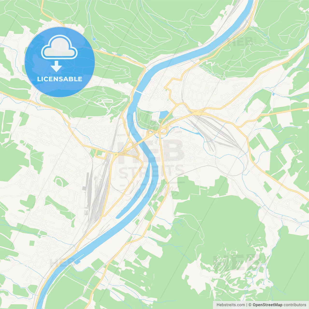 Decin, Czechia Vector Map - Classic Colors