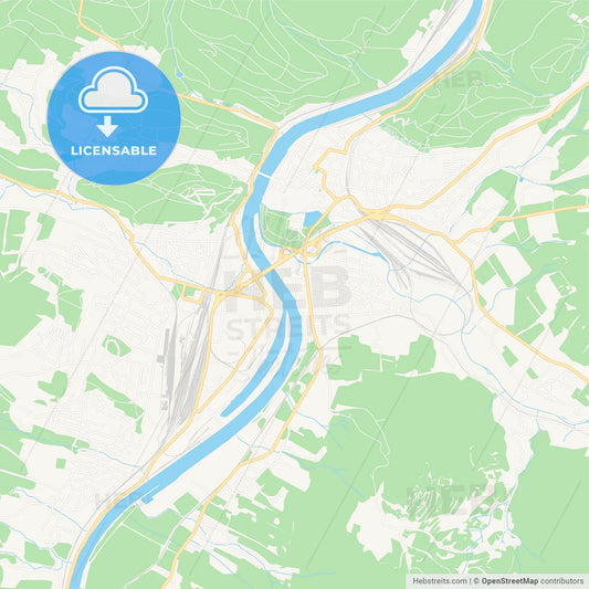 Decin, Czechia Vector Map - Classic Colors