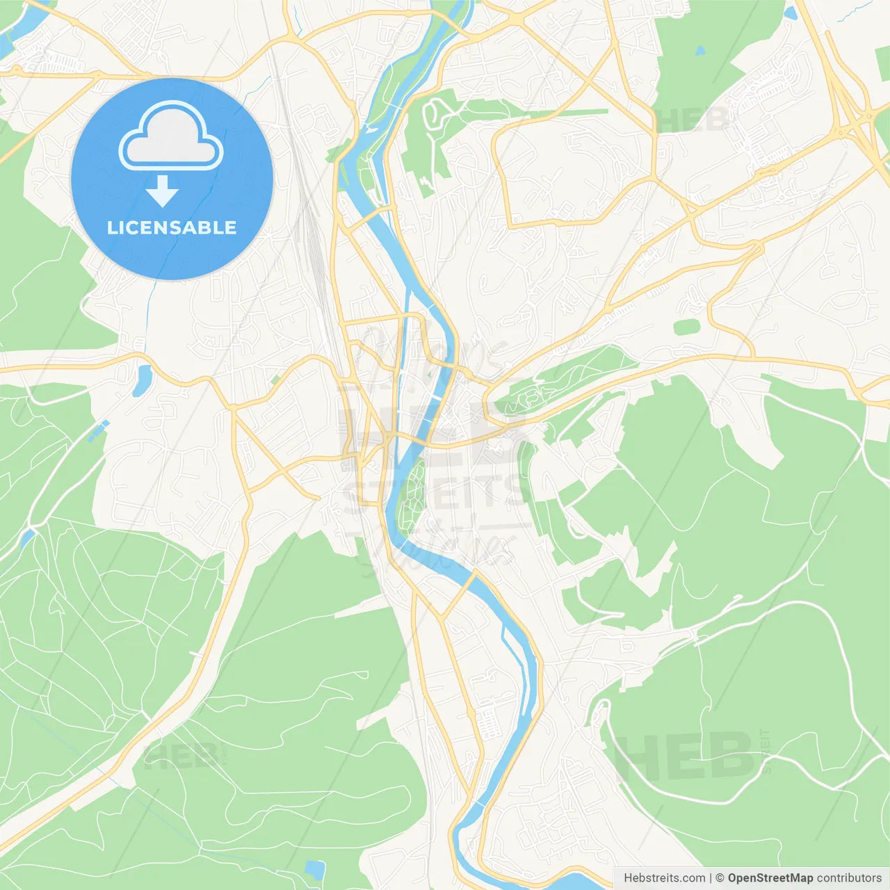 Epinal, France Vector Map - Classic Colors