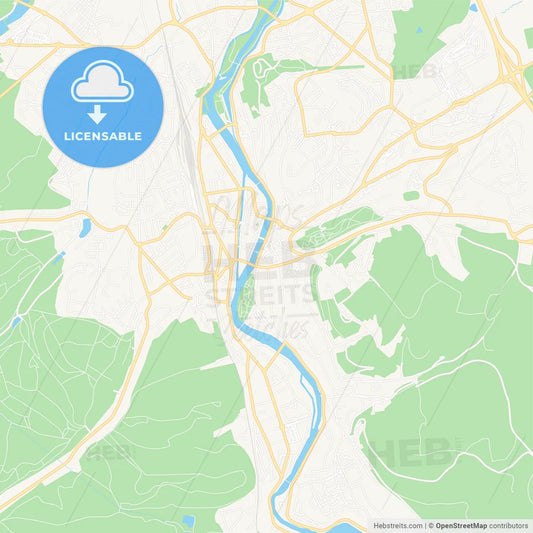 Epinal, France Vector Map - Classic Colors